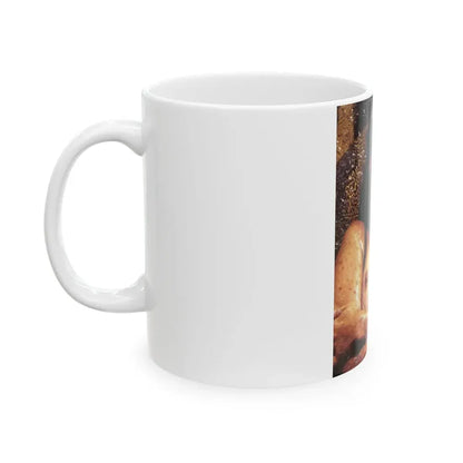 Linda Blair #319 - 1 Page, 1 Photo topless with squirting water from OUI Mag. October '82 (Vintage Female Icon) White Coffee Mug - Go Mug Yourself