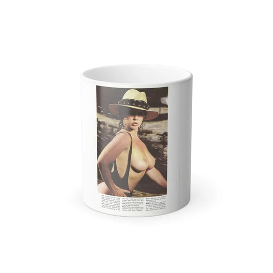 Linda Blair #320 - 1 Page, 1 Photo topless with hat from OUI Mag. October '82 (Vintage Female Icons) Color Changing Mug 11oz-11oz-Go Mug Yourself
