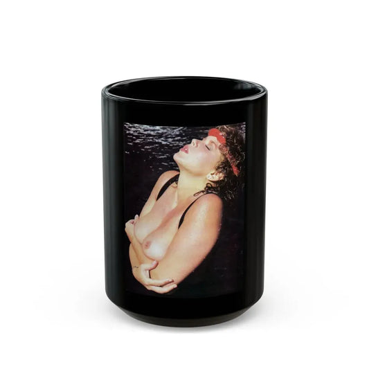 Linda Blair #321 - 1 Page, 1 Photo topless from OUI Mag. October '82 (Vintage Female Icon) Black Coffee Mug 15oz - Go Mug Yourself