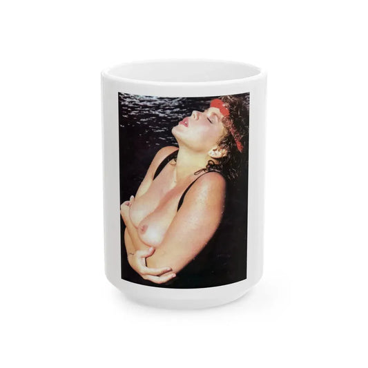 Linda Blair #321 - 1 Page, 1 Photo topless from OUI Mag. October '82 (Vintage Female Icon) White Coffee Mug 15oz - Go Mug Yourself