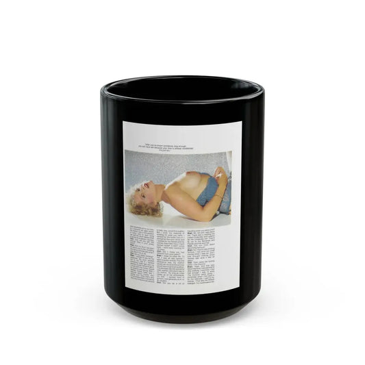 Linda Blair #322 - 1 Page, 1 Photo topless with lingerie too from OUI Mag. October '82 (Vintage Female Icon) Black Coffee Mug 15oz - Go Mug Yourself