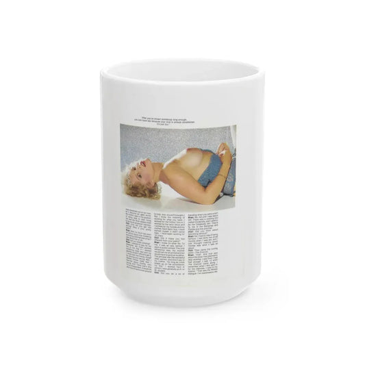 Linda Blair #322 - 1 Page, 1 Photo topless with lingerie too from OUI Mag. October '82 (Vintage Female Icon) White Coffee Mug 15oz - Go Mug Yourself