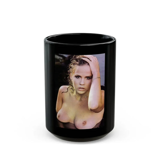 Linda Blair #323 - 1 Page, 1 Photo topless from OUI Mag. October '82 (Vintage Female Icon) Black Coffee Mug 15oz - Go Mug Yourself