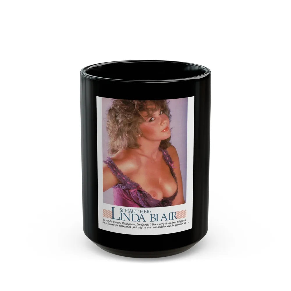 Linda Blair #327 (Vintage Female Icon) Black Coffee Mug-15oz-Go Mug Yourself