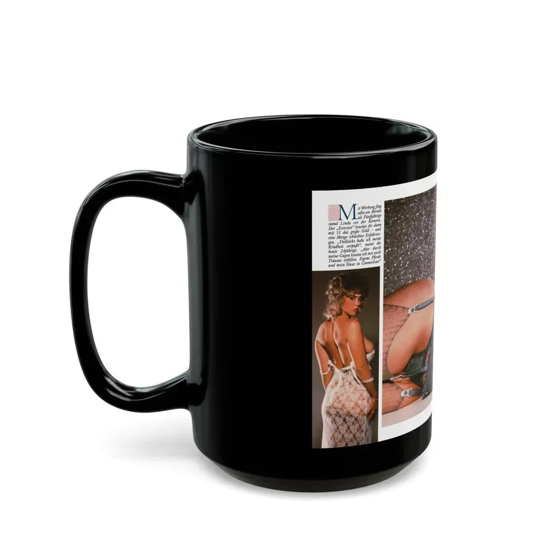 Linda Blair #328 (Vintage Female Icon) Black Coffee Mug - Go Mug Yourself