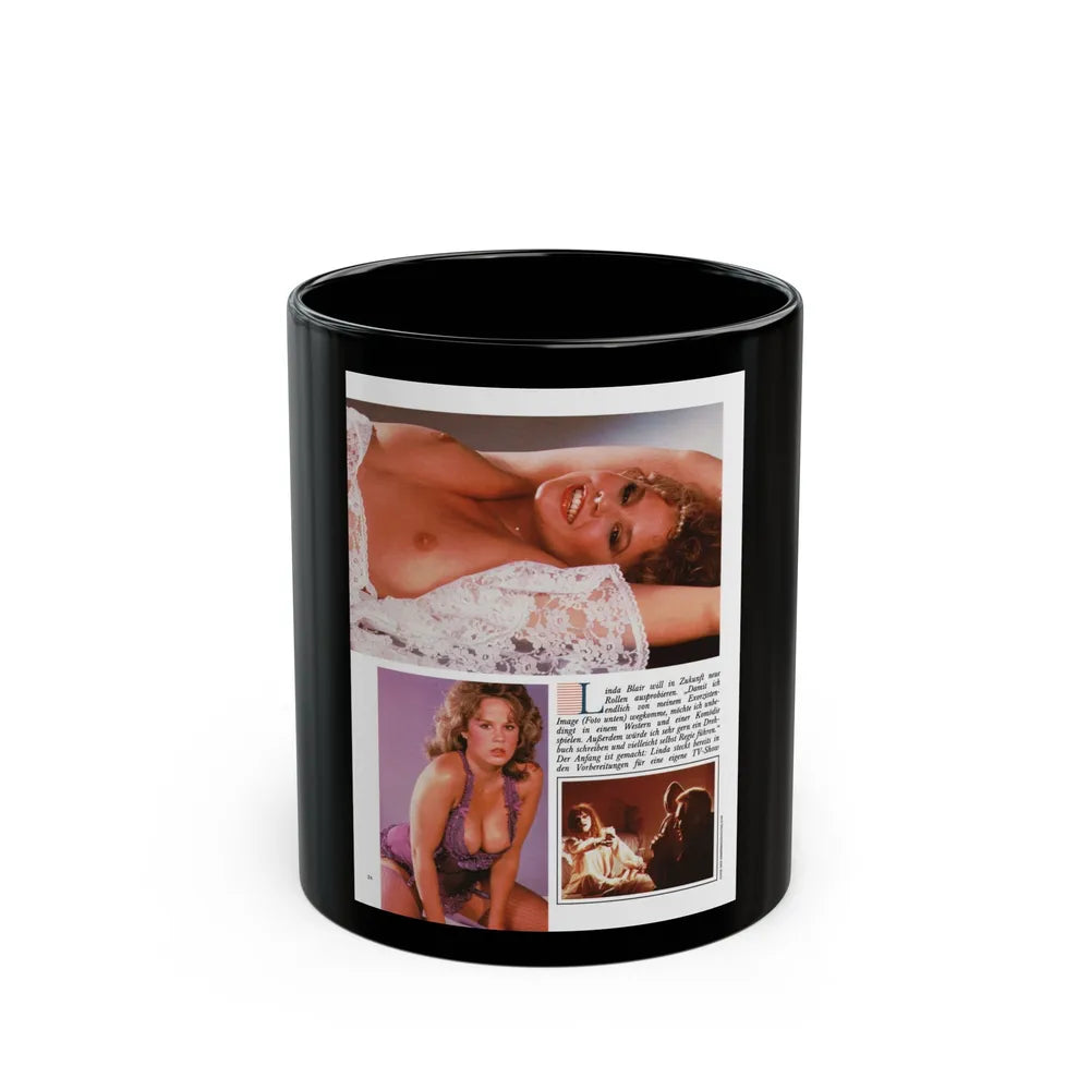 Linda Blair #329 (Vintage Female Icon) Black Coffee Mug-11oz-Go Mug Yourself