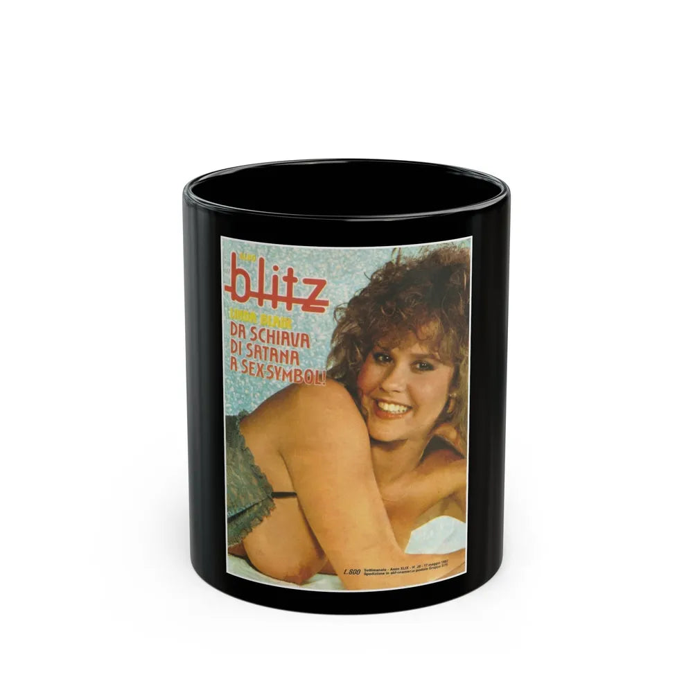 Linda Blair #331 (Vintage Female Icon) Black Coffee Mug-11oz-Go Mug Yourself