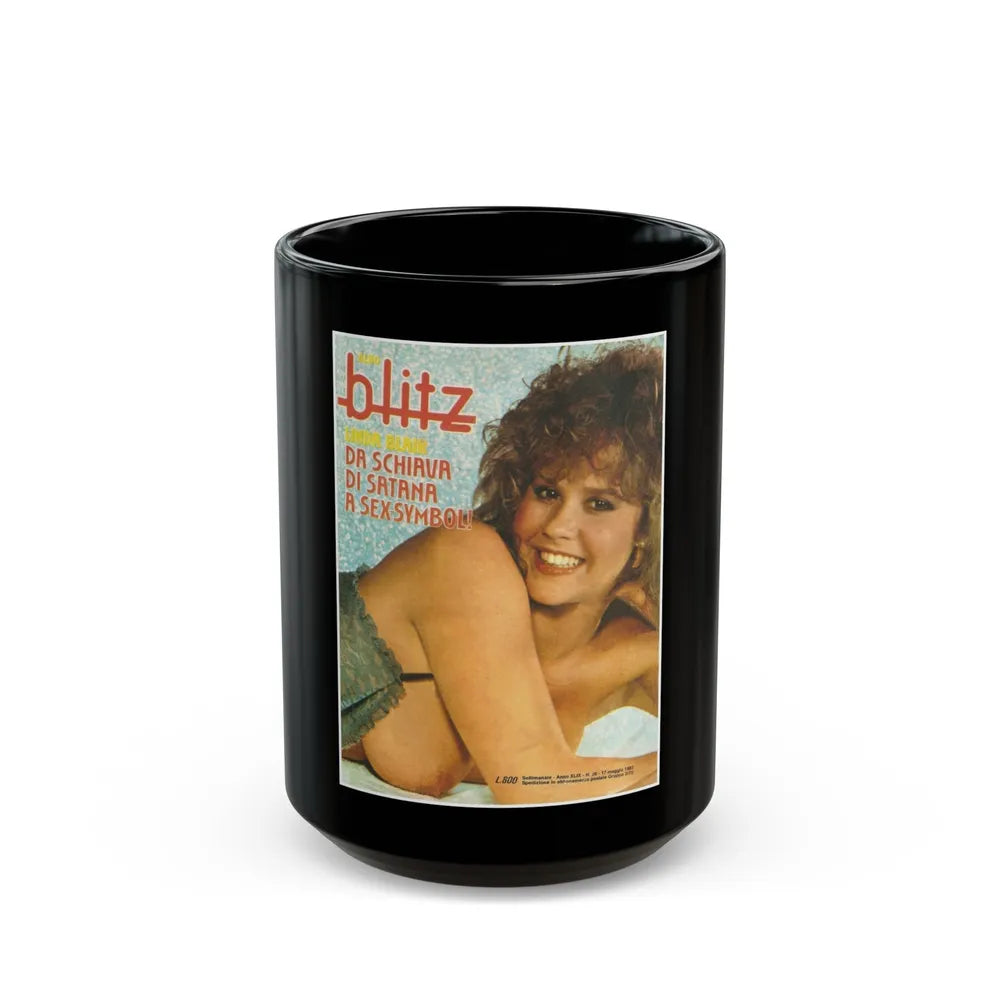 Linda Blair #331 (Vintage Female Icon) Black Coffee Mug-15oz-Go Mug Yourself