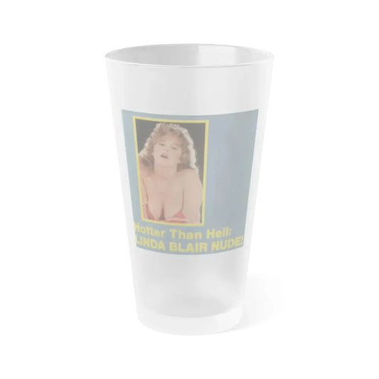 Linda Blair #339 - High Society Mag. Cover August '83 (Vintage Female Icon) Frosted Pint Glass 16oz 16oz Frosted - Go Mug Yourself
