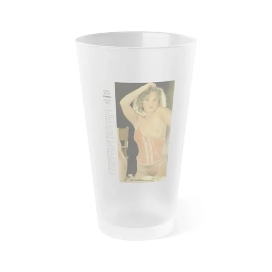 Linda Blair #341 - 6.5x9.25 Color Partially Topless Rare Erkekce Turkish Calender from 1984 (Vintage Female Icon) Frosted Pint Glass 16oz 16oz Frosted - Go Mug Yourself