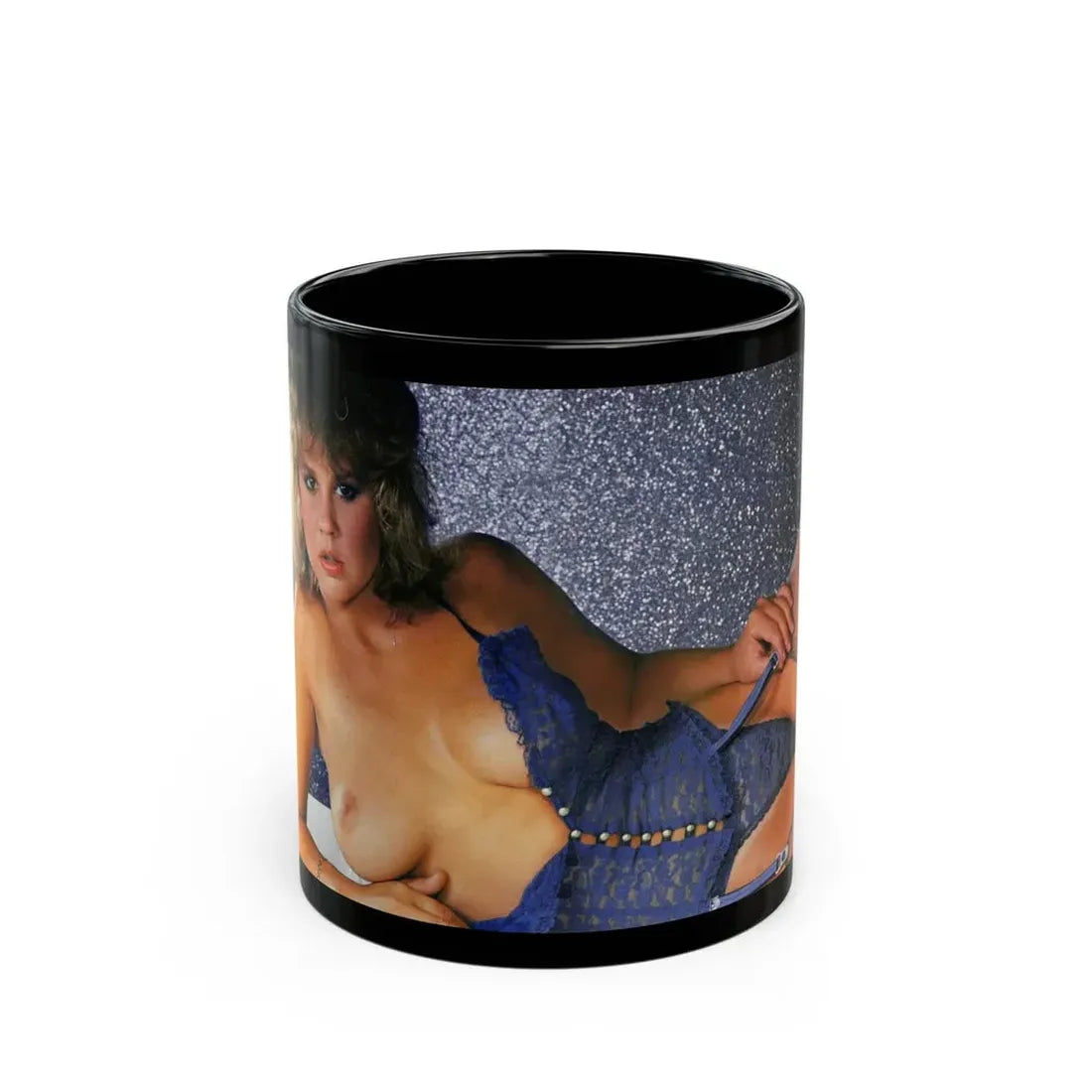 Linda Blair #352 - Topless (Vintage Female Icon) Black Coffee Mug 11oz - Go Mug Yourself