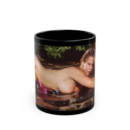 Linda Blair #362 - Topless (Vintage Female Icon) Black Coffee Mug-11oz-Go Mug Yourself