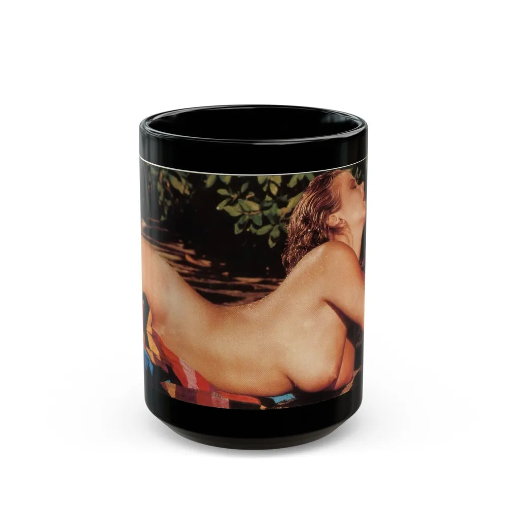 Linda Blair #363 - Topless (Vintage Female Icon) Black Coffee Mug-15oz-Go Mug Yourself