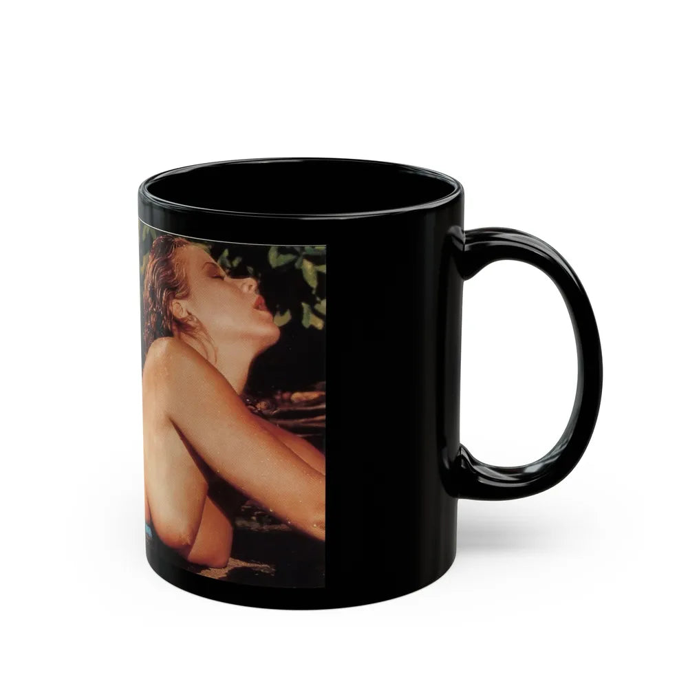 Linda Blair #363 - Topless (Vintage Female Icon) Black Coffee Mug-Go Mug Yourself