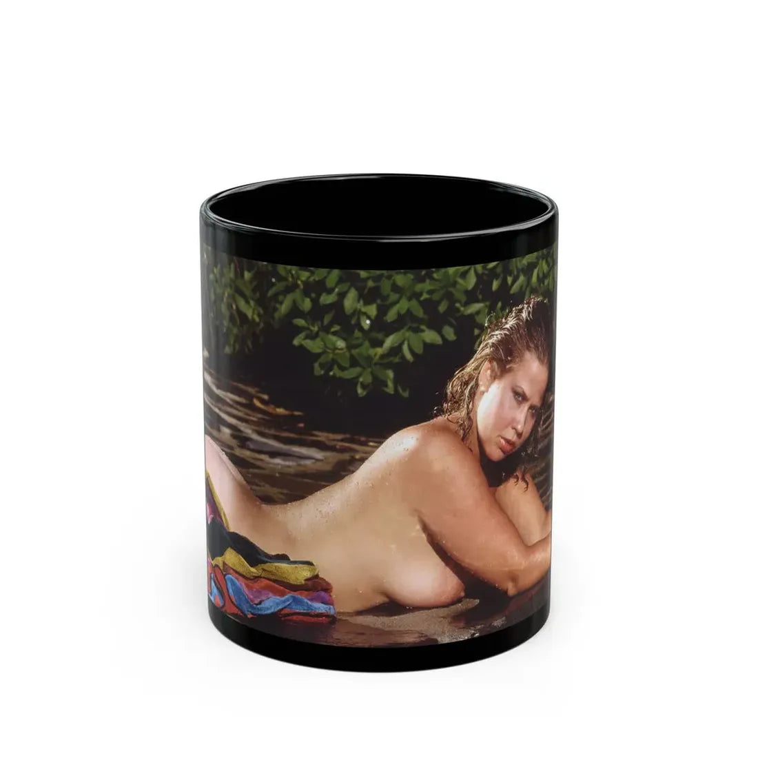 Linda Blair #364 - Topless (Vintage Female Icon) Black Coffee Mug 11oz - Go Mug Yourself