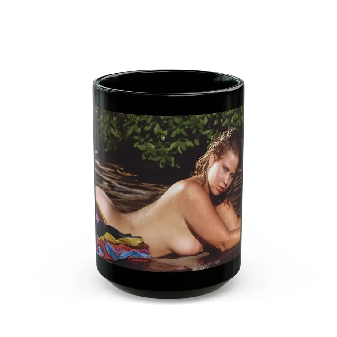 Linda Blair #364 - Topless (Vintage Female Icon) Black Coffee Mug 15oz - Go Mug Yourself