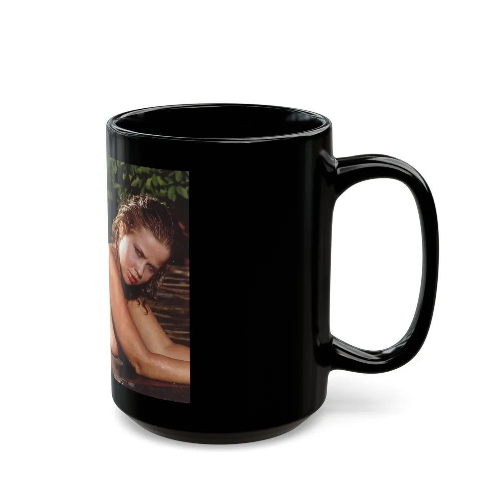 Linda Blair #364 - Topless (Vintage Female Icon) Black Coffee Mug-Go Mug Yourself