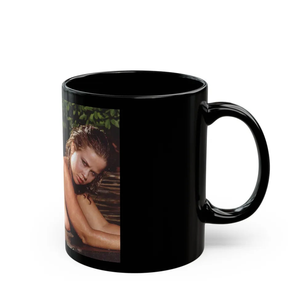 Linda Blair #364 - Topless (Vintage Female Icon) Black Coffee Mug-Go Mug Yourself