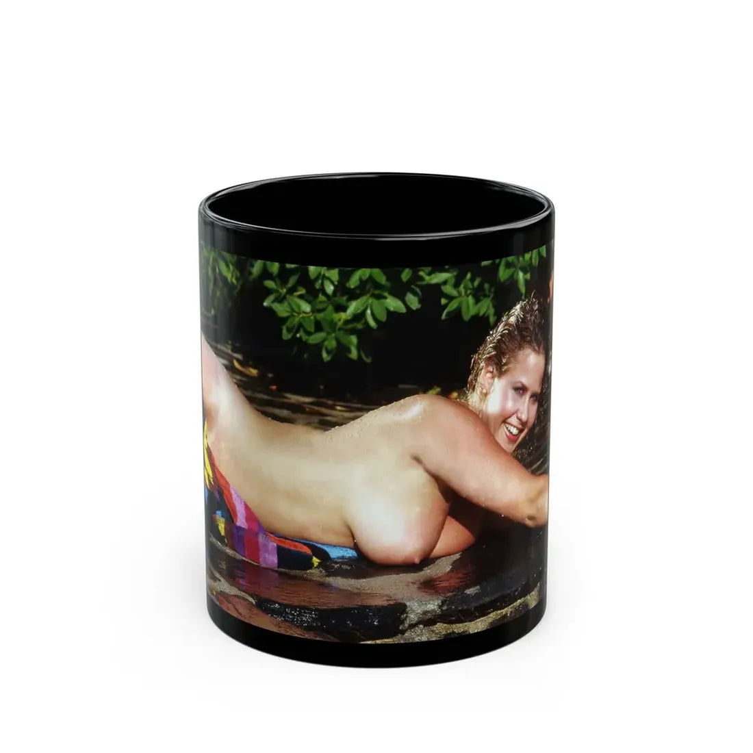 Linda Blair #365 - Topless (Vintage Female Icon) Black Coffee Mug 11oz - Go Mug Yourself