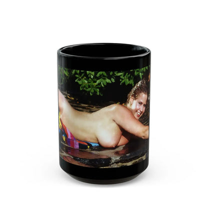 Linda Blair #365 - Topless (Vintage Female Icon) Black Coffee Mug-15oz-Go Mug Yourself