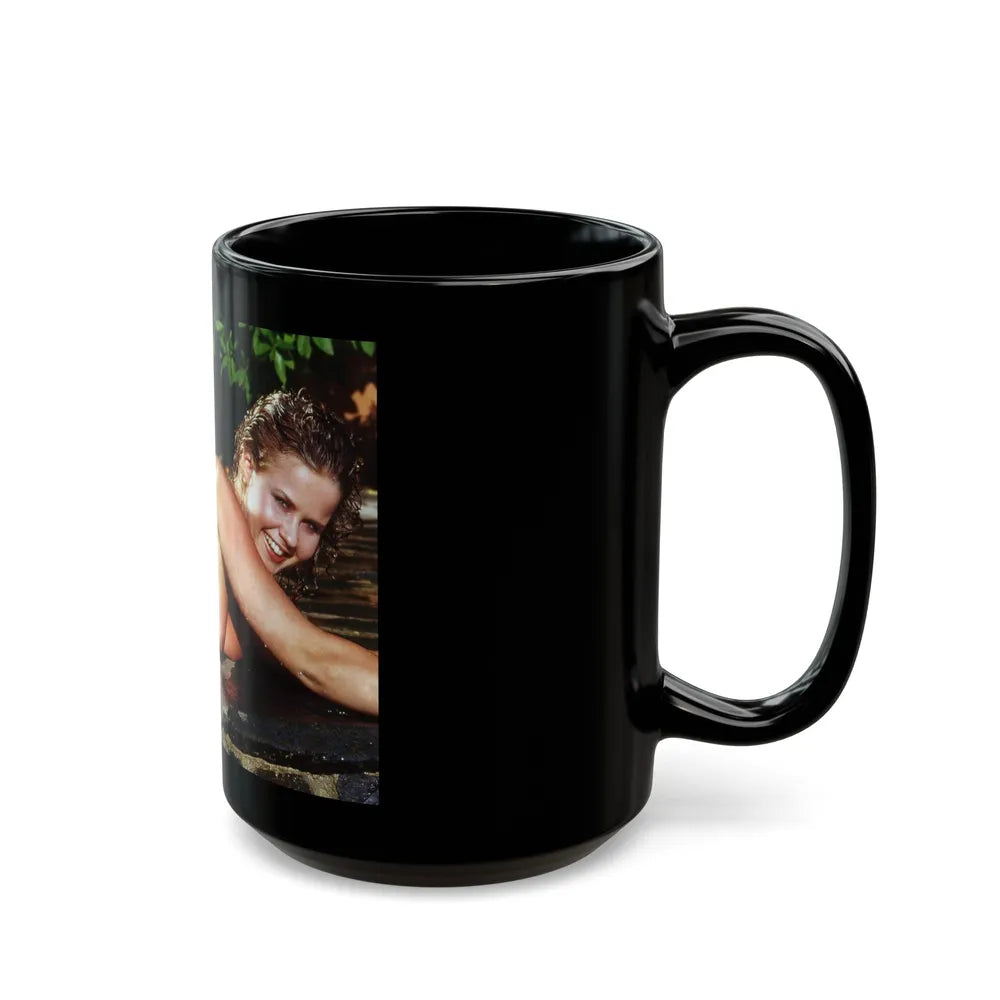 Linda Blair #365 - Topless (Vintage Female Icon) Black Coffee Mug-Go Mug Yourself