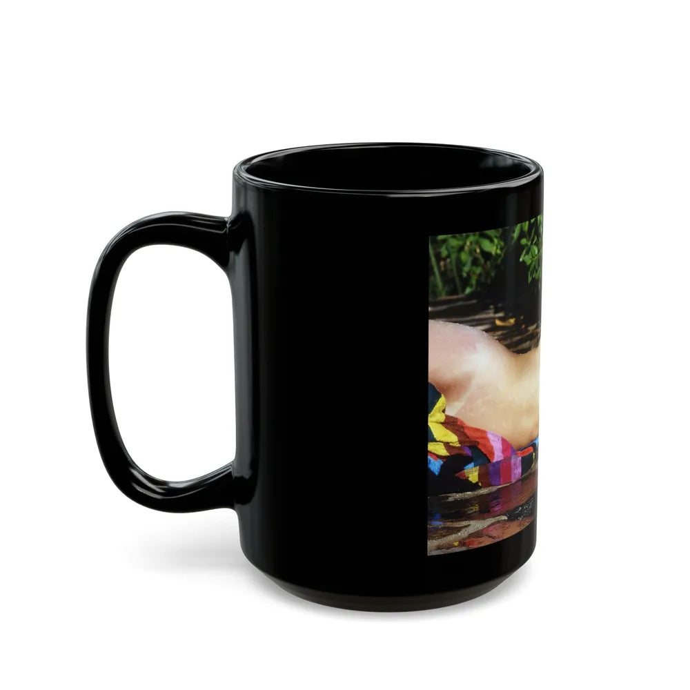 Linda Blair #365 - Topless (Vintage Female Icon) Black Coffee Mug-Go Mug Yourself