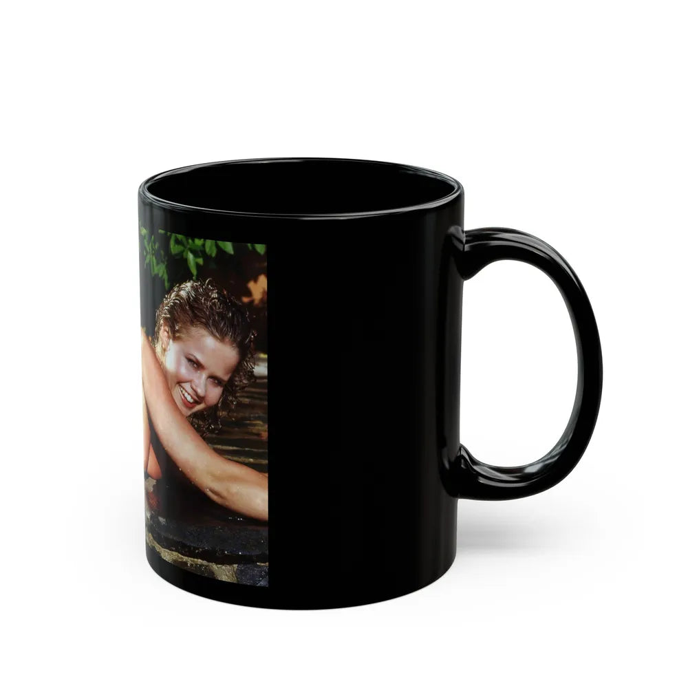 Linda Blair #365 - Topless (Vintage Female Icon) Black Coffee Mug-Go Mug Yourself