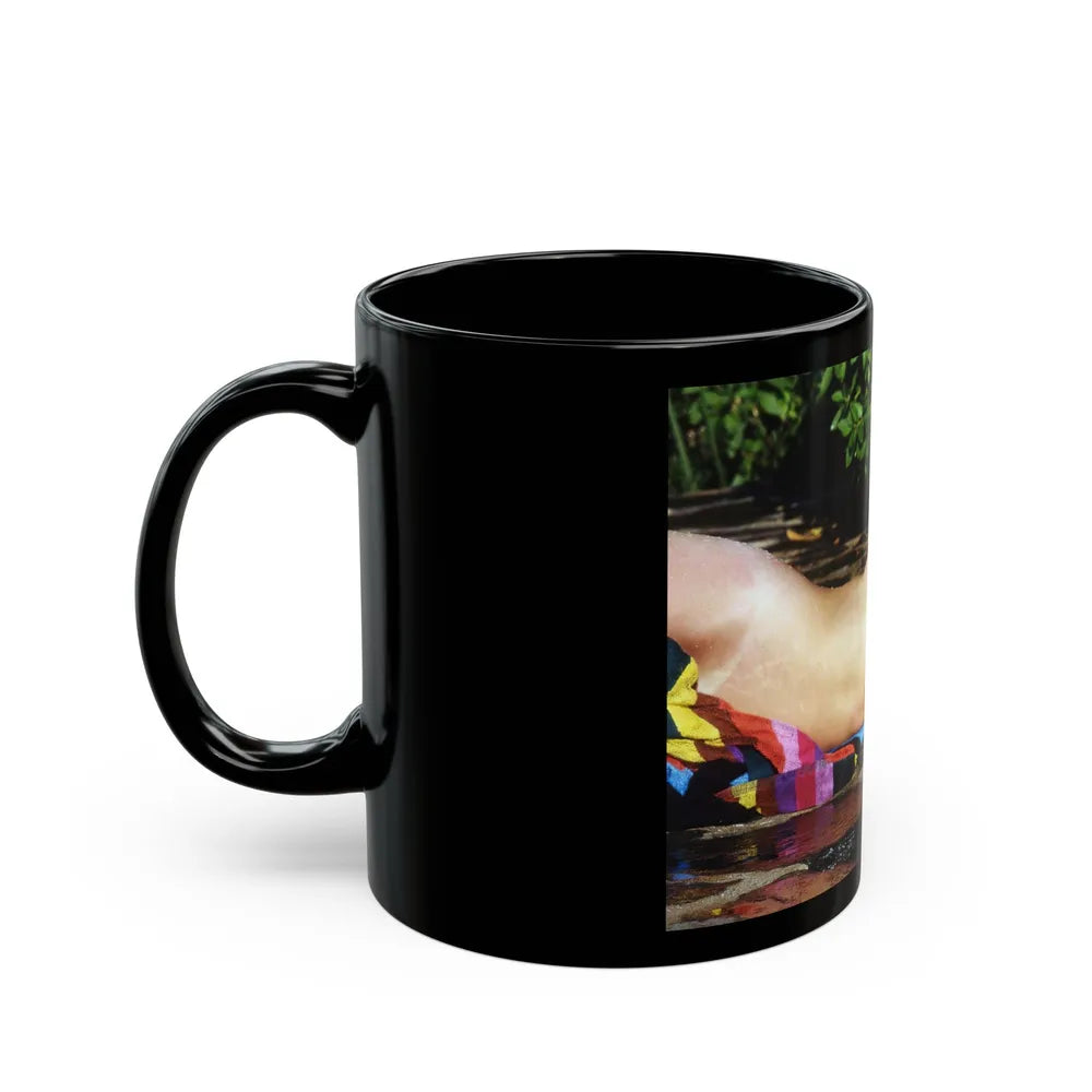 Linda Blair #365 - Topless (Vintage Female Icon) Black Coffee Mug-Go Mug Yourself