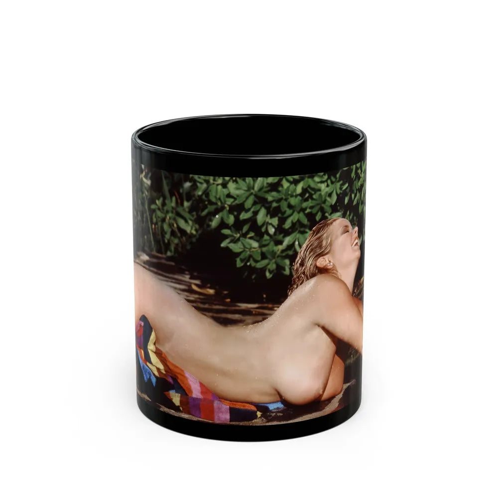 Linda Blair #366 - Topless 1 (Vintage Female Icon) Black Coffee Mug-11oz-Go Mug Yourself