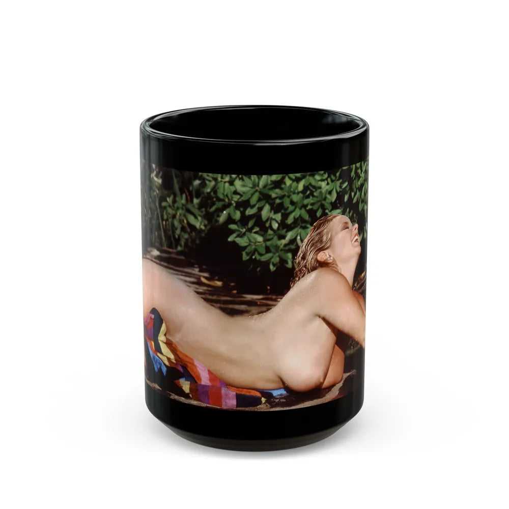 Linda Blair #366 - Topless 1 (Vintage Female Icon) Black Coffee Mug-15oz-Go Mug Yourself