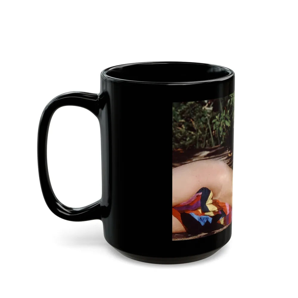 Linda Blair #366 - Topless 1 (Vintage Female Icon) Black Coffee Mug-Go Mug Yourself