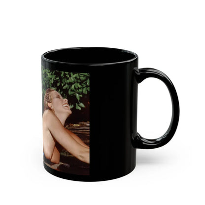 Linda Blair #366 - Topless (Vintage Female Icon) Black Coffee Mug-Go Mug Yourself