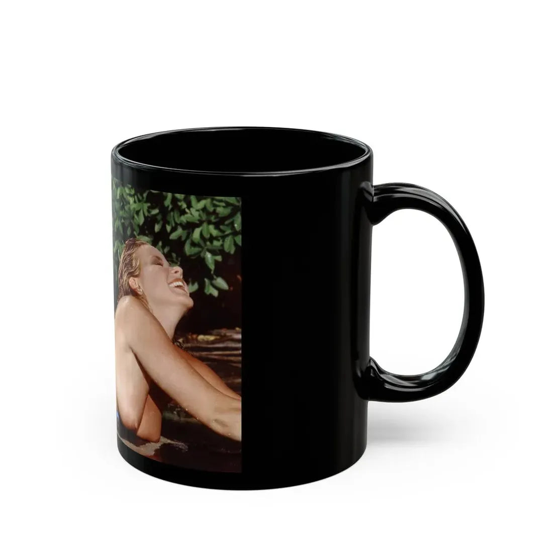 Linda Blair #366 - Topless (Vintage Female Icon) Black Coffee Mug - Go Mug Yourself