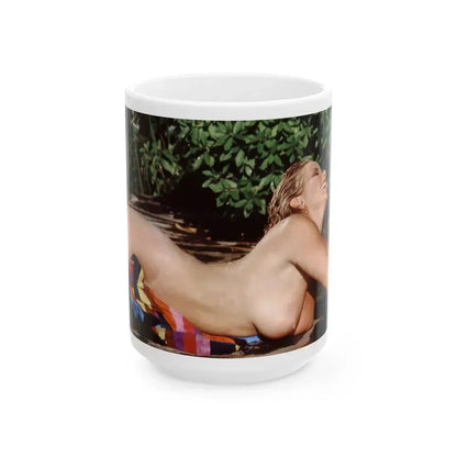 Linda Blair #366 - Topless (Vintage Female Icon) White Coffee Mug 15oz - Go Mug Yourself