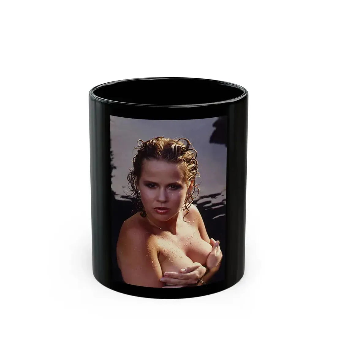 Linda Blair #367 - Underewater & Topless (Vintage Female Icon) Black Coffee Mug 11oz - Go Mug Yourself