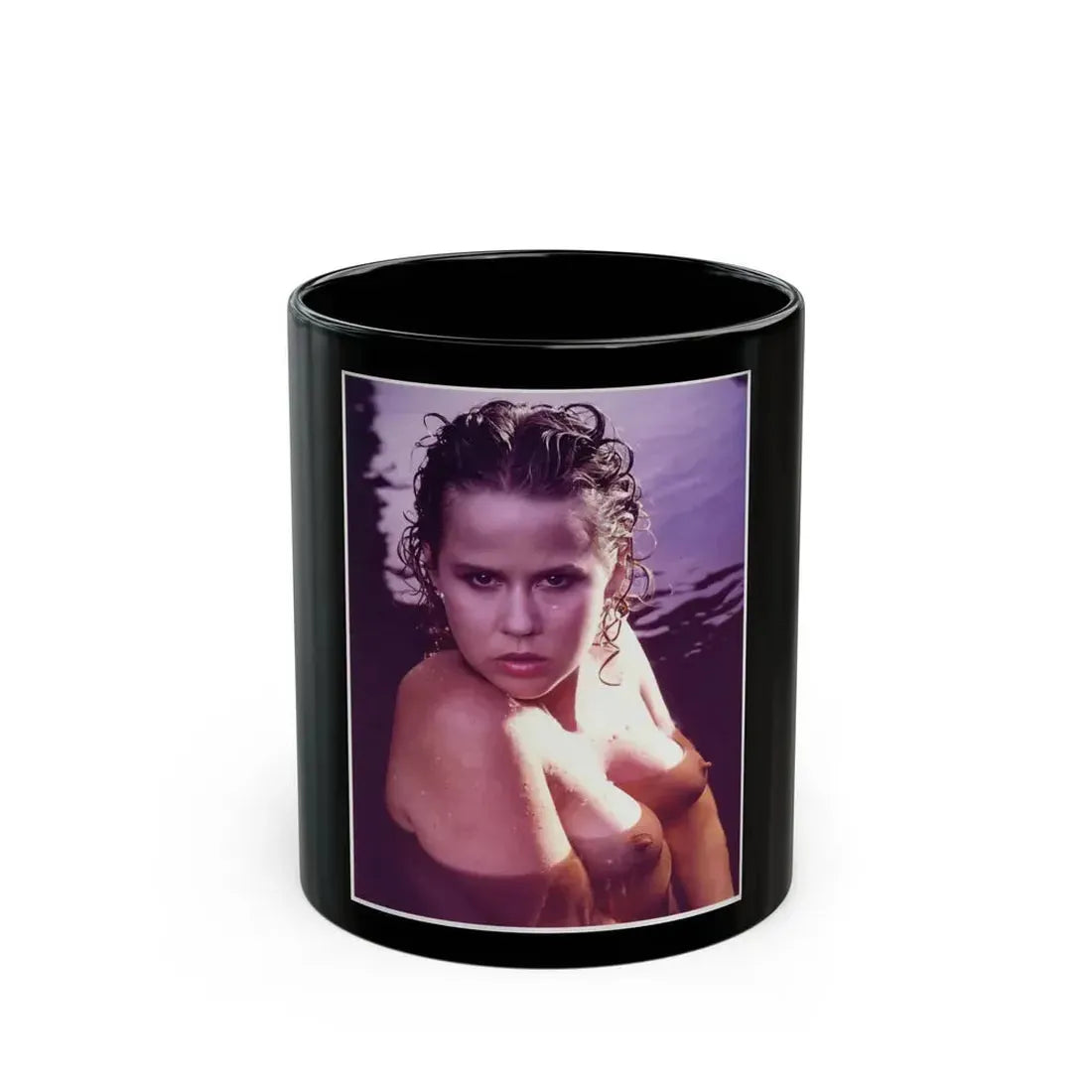Linda Blair #368 - Underwater & Topless 1 (Vintage Female Icon) Black Coffee Mug 11oz - Go Mug Yourself