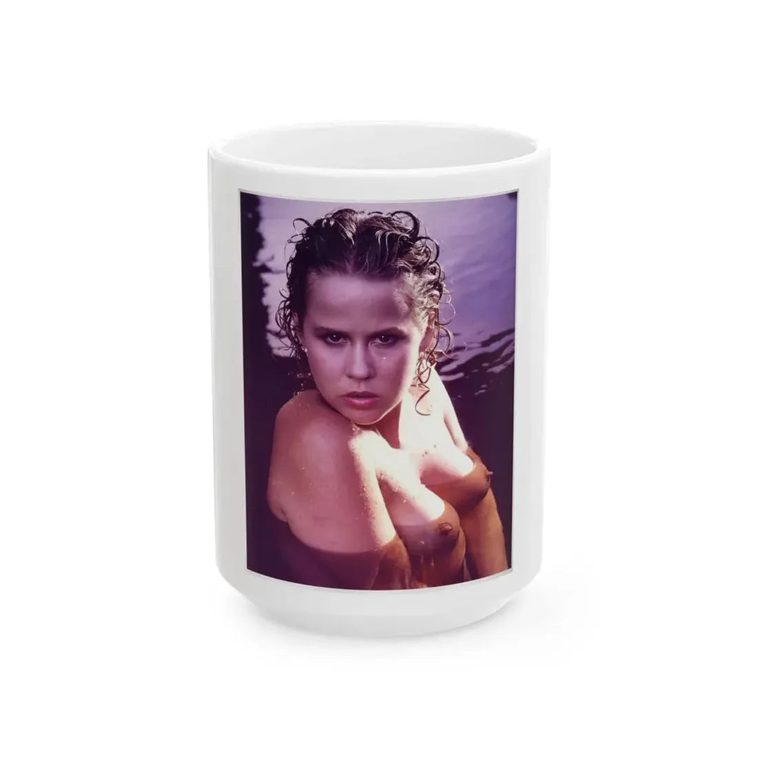 Linda Blair #368 - Underwater & Topless 1 (Vintage Female Icon) White Coffee Mug 15oz - Go Mug Yourself
