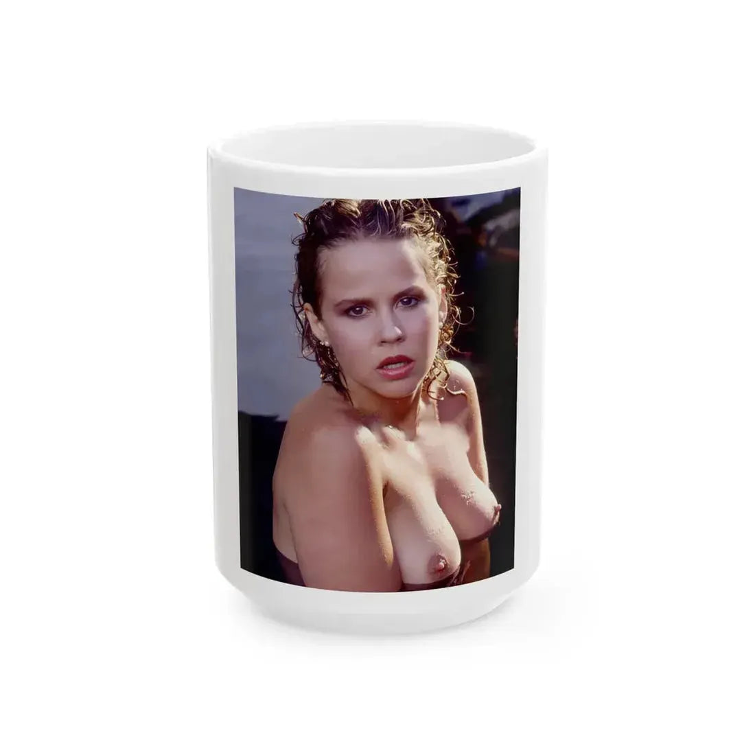 Linda Blair #369 - Underwater & Topless (Vintage Female Icon) White Coffee Mug 15oz - Go Mug Yourself