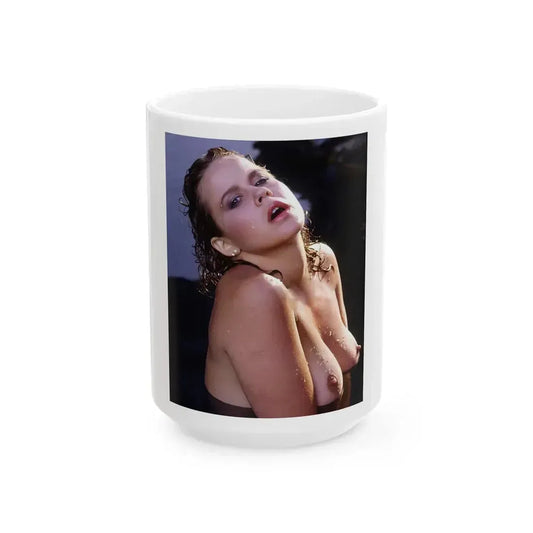 Linda Blair #370 - Underwater & Topless (Vintage Female Icon) White Coffee Mug 15oz - Go Mug Yourself
