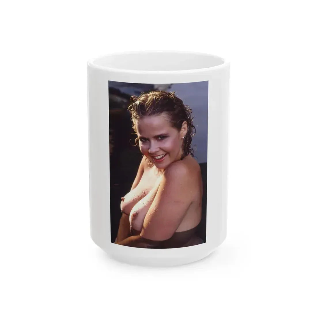Linda Blair #372 - Underewater & Topless (Vintage Female Icon) White Coffee Mug 15oz - Go Mug Yourself