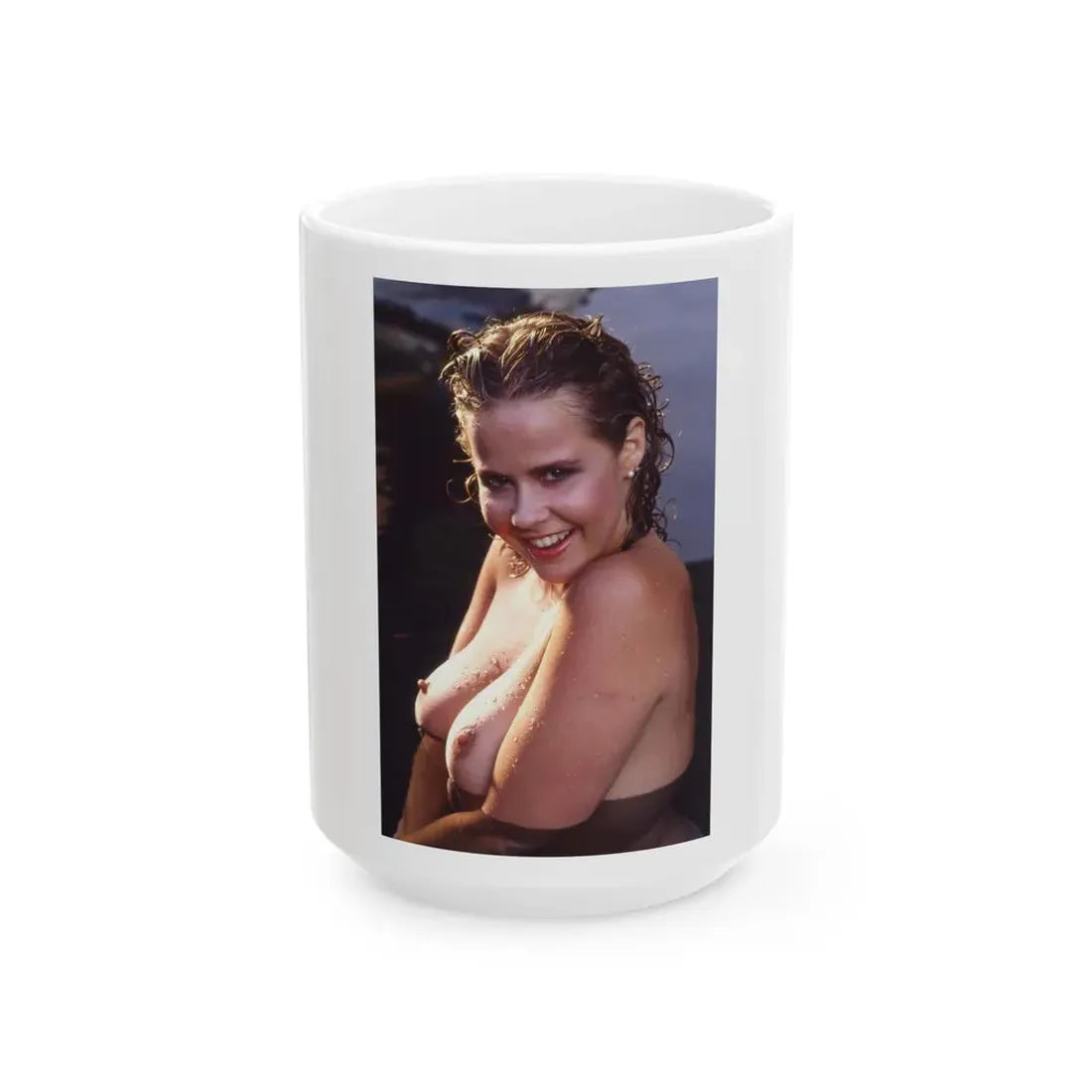 Linda Blair #372 - Underewater & Topless (Vintage Female Icon) White Coffee Mug 15oz - Go Mug Yourself