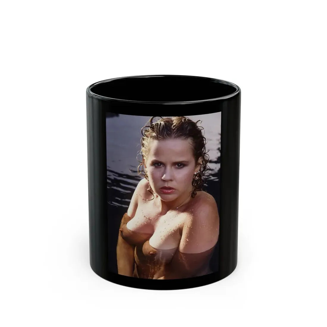 Linda Blair #373 - Underwater & Topless (Vintage Female Icon) Black Coffee Mug 11oz - Go Mug Yourself