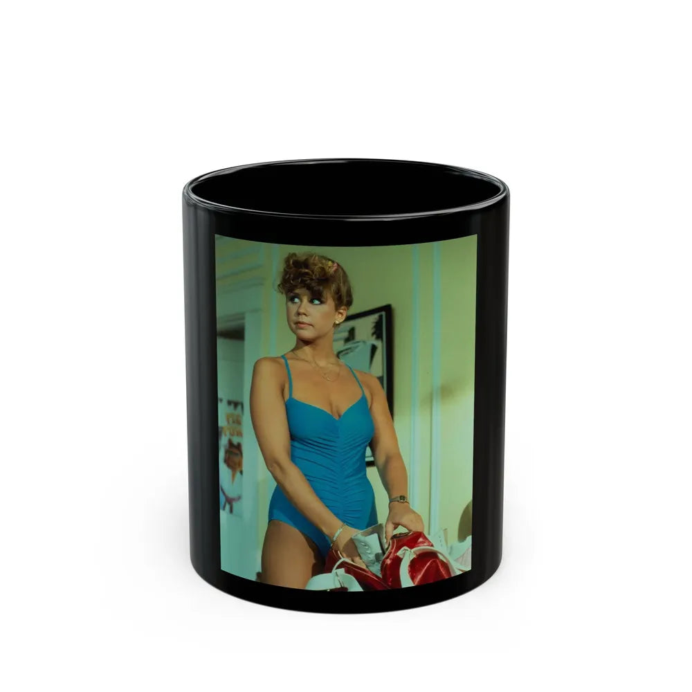 Linda Blair #59 (Vintage Female Icon) Black Coffee Mug-11oz-Go Mug Yourself