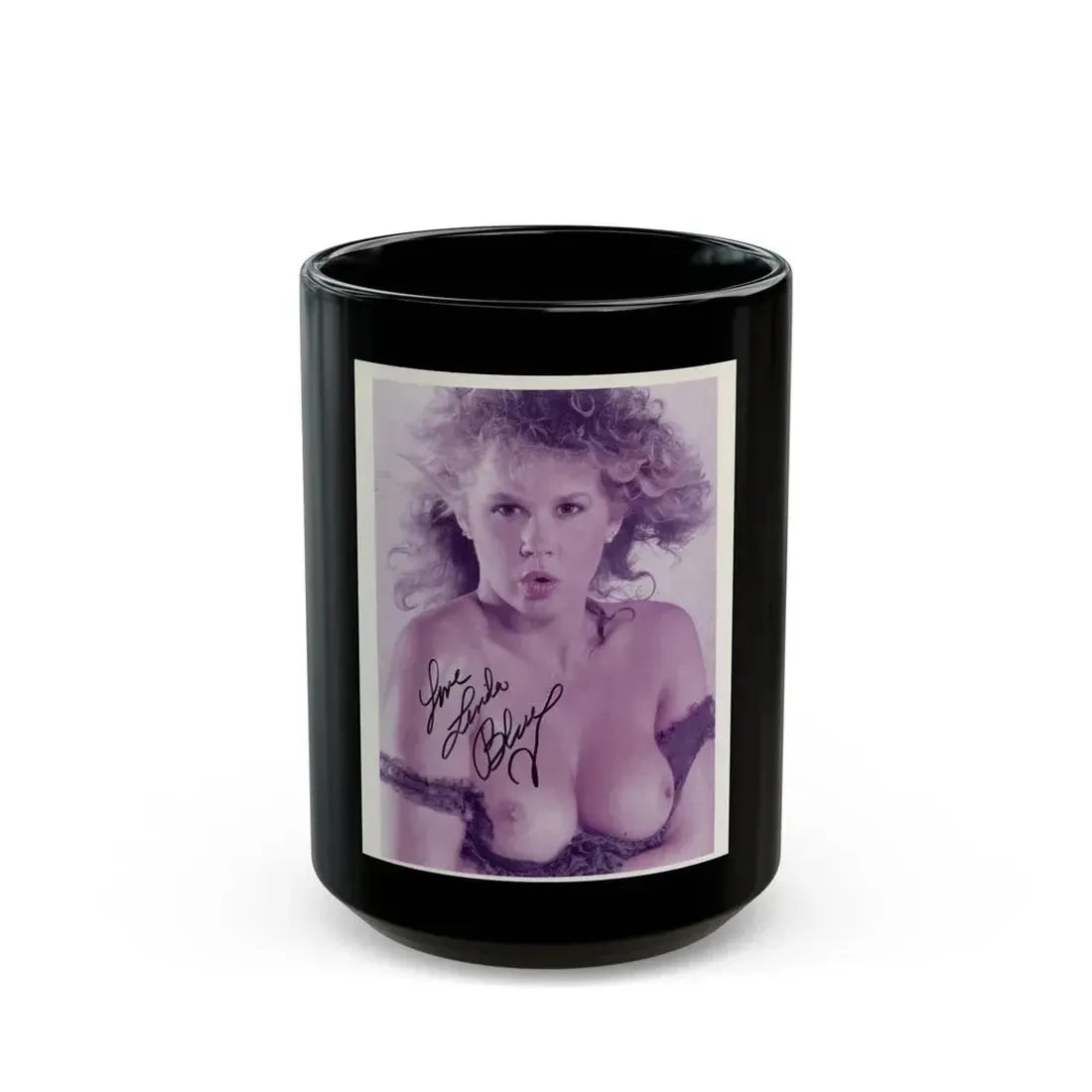 Linda Blair #61 - Topless (Vintage Female Icon) Black Coffee Mug 15oz - Go Mug Yourself