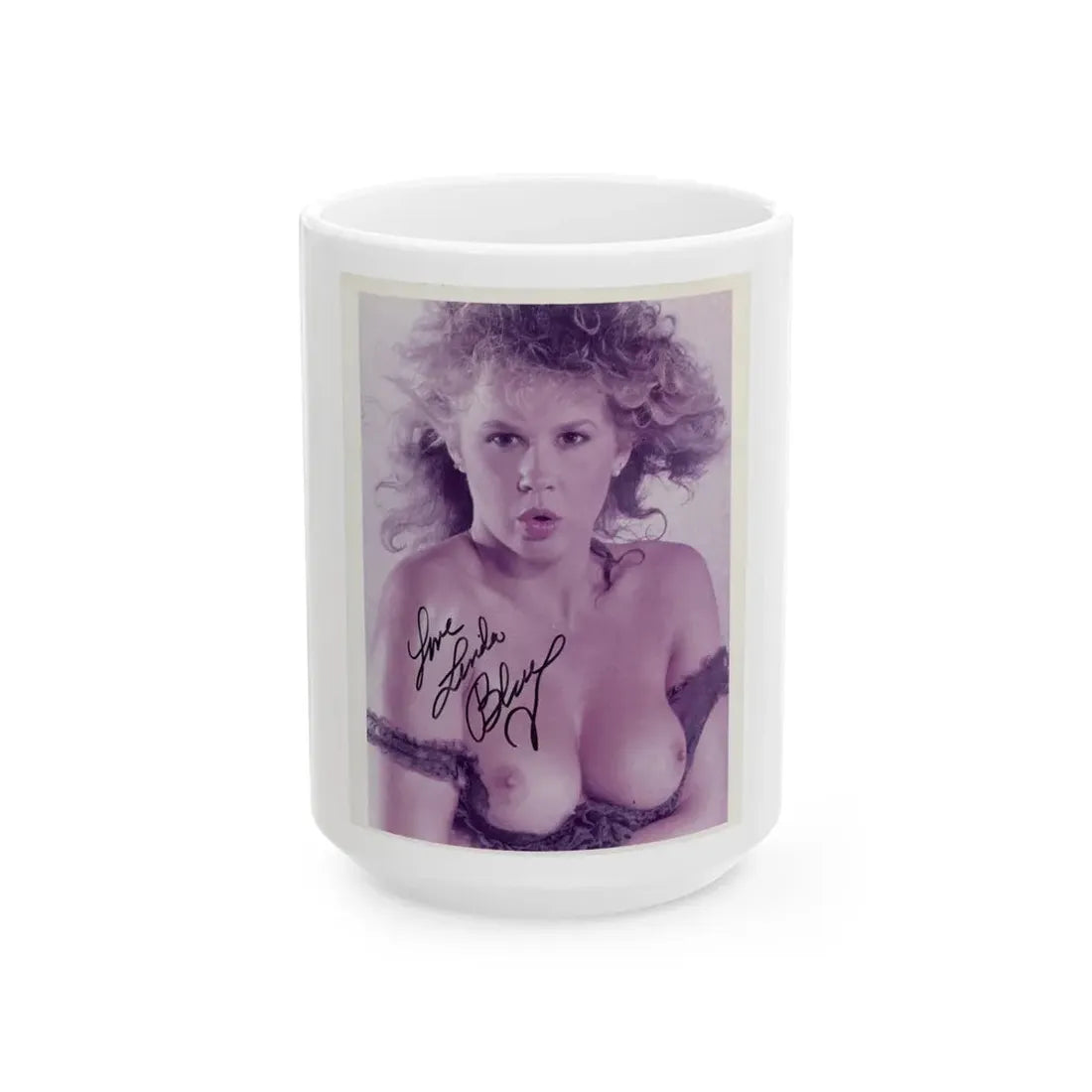 Linda Blair #61 - Topless (Vintage Female Icon) White Coffee Mug 15oz - Go Mug Yourself