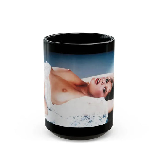 Linda Blair #86 - Topless (Vintage Female Icon) Black Coffee Mug 15oz - Go Mug Yourself