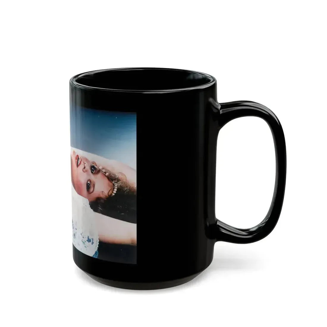 Linda Blair #86 - Topless (Vintage Female Icon) Black Coffee Mug - Go Mug Yourself