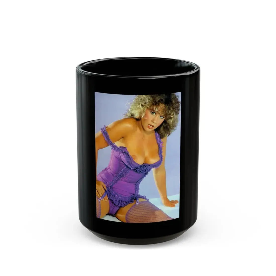 Linda Blair #92 (Vintage Female Icon) Black Coffee Mug 15oz - Go Mug Yourself