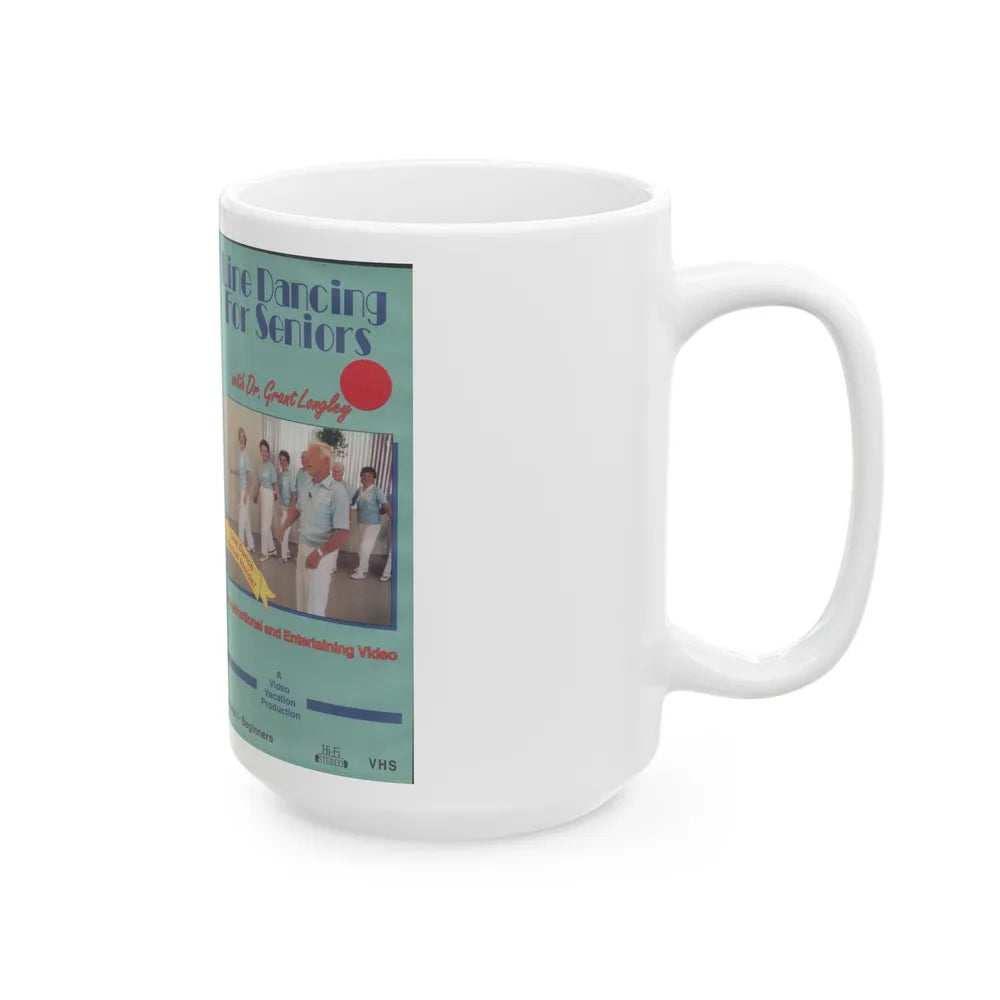 LINE DANCING FOR SENIORS (VHS COVER) - White Coffee Mug-Go Mug Yourself