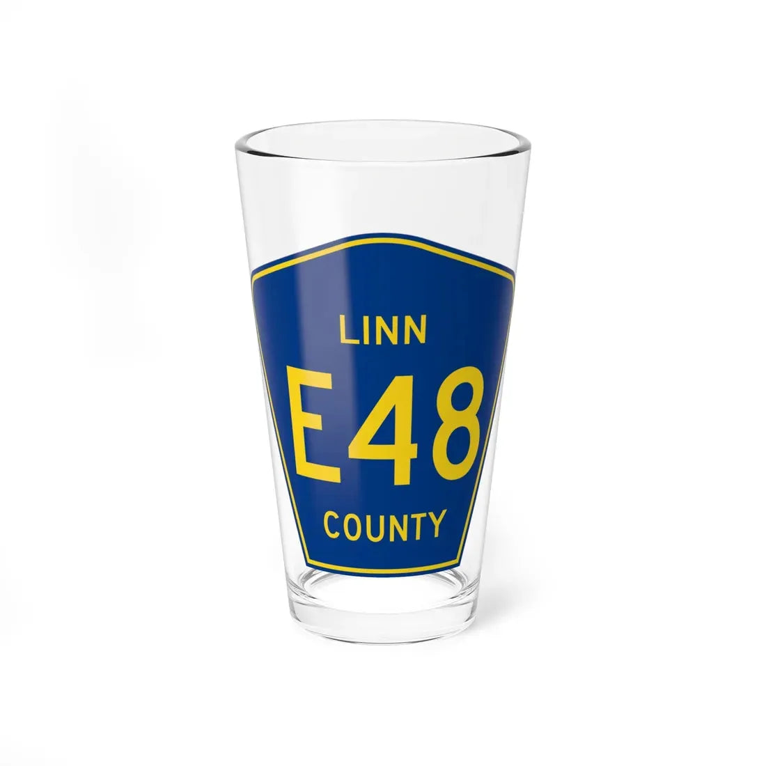 Linn County Route E48 IA (Iowa) (Road Sign) Pint Glass 16oz 16oz - Go Mug Yourself